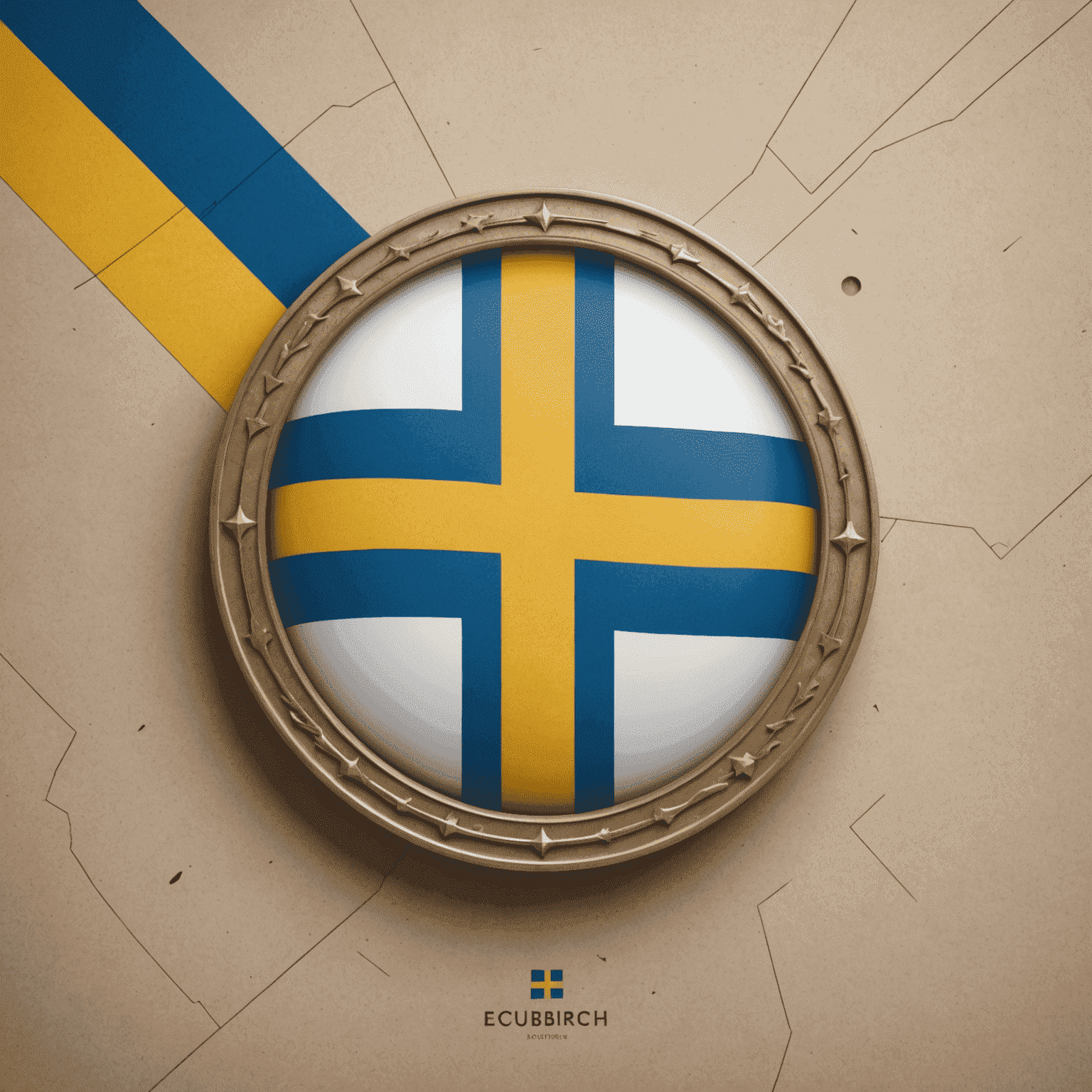 En stiliserad bild av den svenska flaggan med geometriska element som representerar försäkringsregler